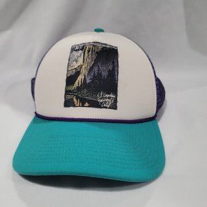 Patagonia Trucker Snapback Cap El Capitan Yosemite California Hat Teal Purple